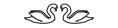 Two stylized swan shapes on a white background